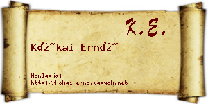 Kókai Ernő névjegykártya
